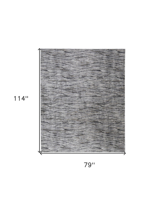 7' x 10' Abstract Power Loom Area Rug - Gray Ivory And Tan