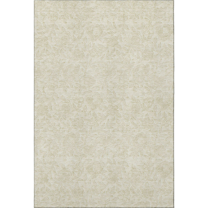 10' X 14' Floral Washable Area Rug With UV Protection - Ivory And Beige