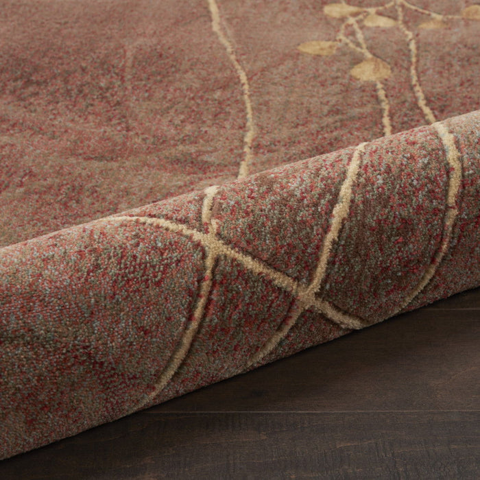 8' x 11' Floral Power Loom Non Skid Area Rug - Brown