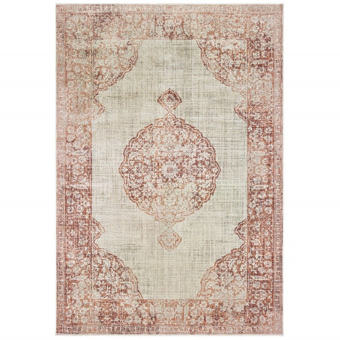 10' x 13' Medallion Area Rug - Ivory And Pink