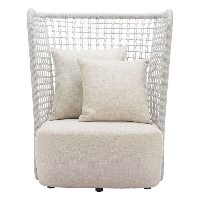37" Fabric Side Chair - Beige / Black