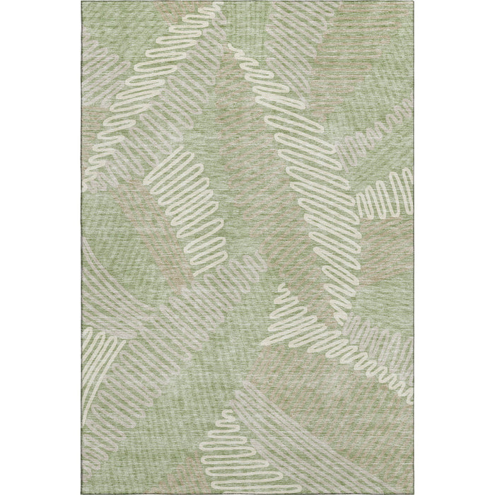 10' X 14' Floral Washable Area Rug With UV Protection (671864) - Artichoke Green / Beige
