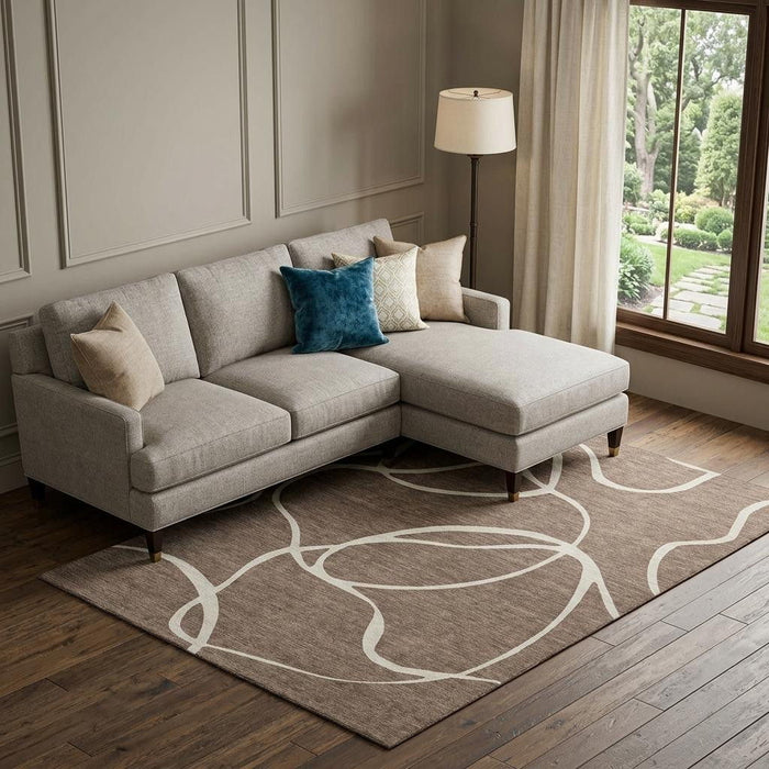 10' X 14' Abstract Washable Area Rug With UV Protection (678628) - Brown / Beige