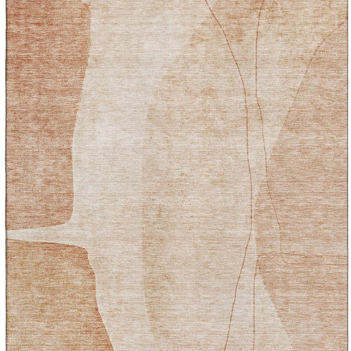 10' X 14' Abstract Washable Area Rug With UV Protection (656597) - Terra Cotta / Beige