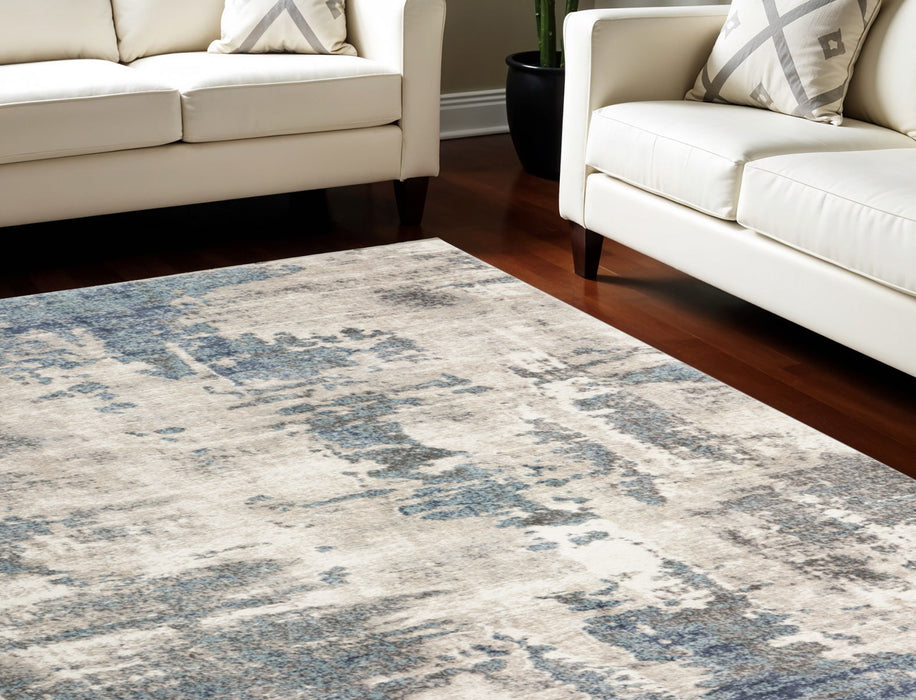 8' X 10' Abstract Power Loom Area Rug, Polypropylene - Blue