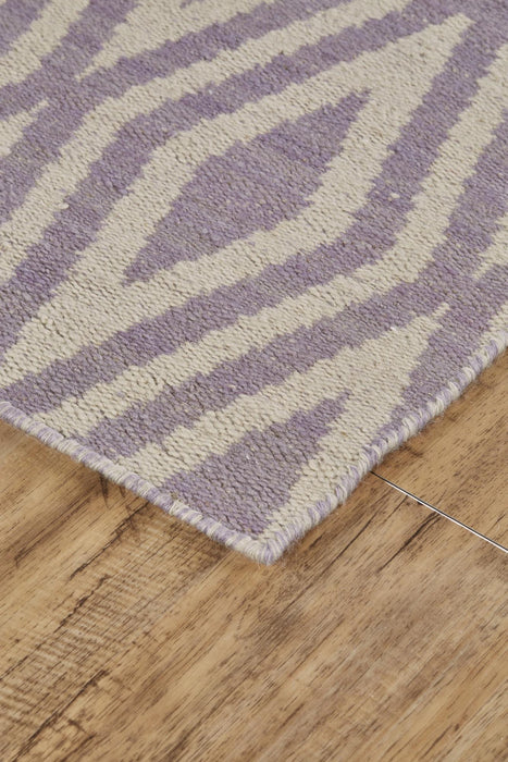 9' X 12' Wool Geometric Hand Loomed Area Rug (744376) - Purple / Ivory