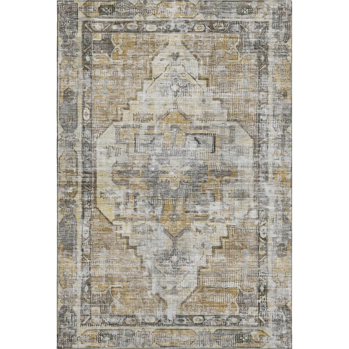10' X 14' Oriental Washable Area Rug With UV Protection (699382) - Brown / Gray / Silver