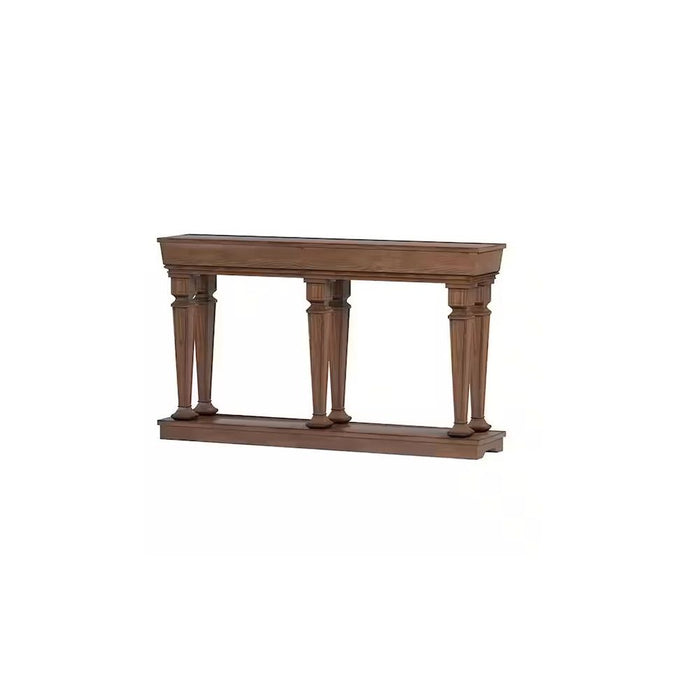 Solid Wood Floor Shelf Console Table - Brown