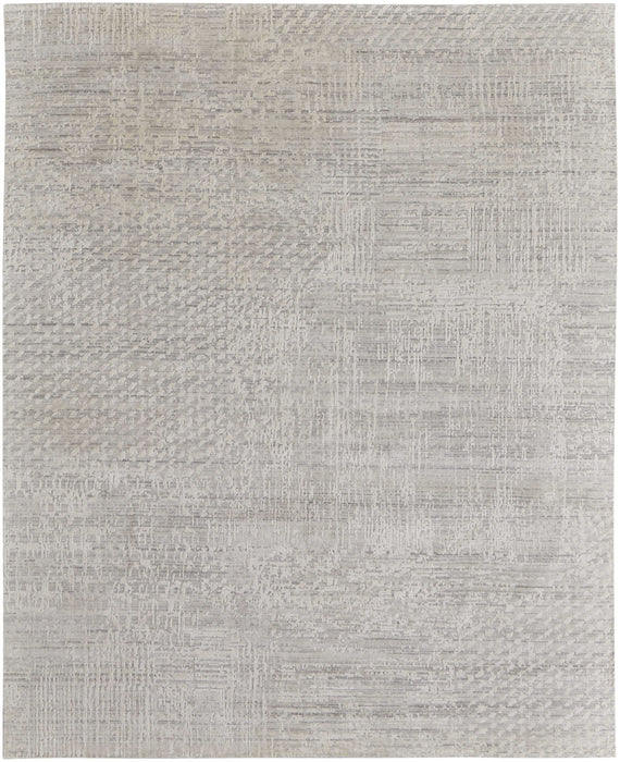 12' x 15' Abstract Hand Woven Worn Faded Area Rug - Ivory And Gray