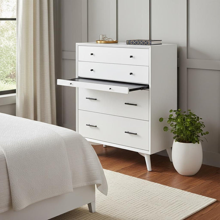 Solid Wood Four Drawer Chest - White