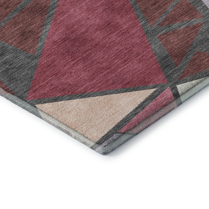 10' X 14' Geometric Washable Area Rug With UV Protection (681509) - Burgundy / Pink / Ivory