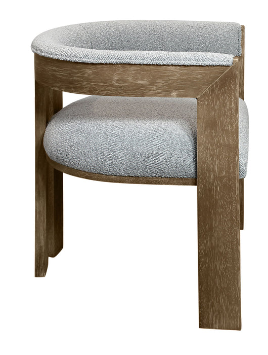 Upholstered Boucle Open Back Dining Arm Chair - Gray