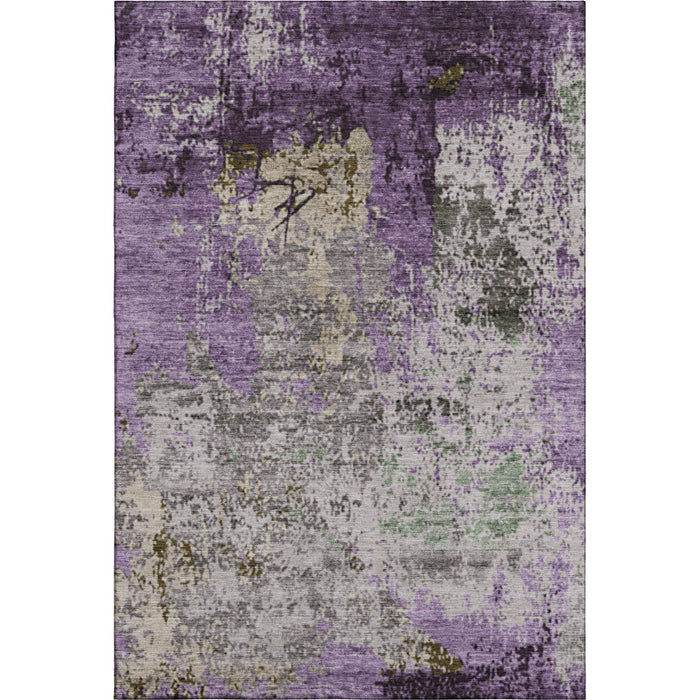 10' X 14' Abstract Washable Area Rug With UV Protection (707821) - Lavender / Gray / Ivory
