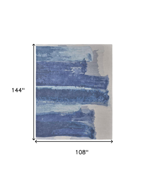 9' x 12' Abstract Hand Tufted Area Rug - Ivory And Blue