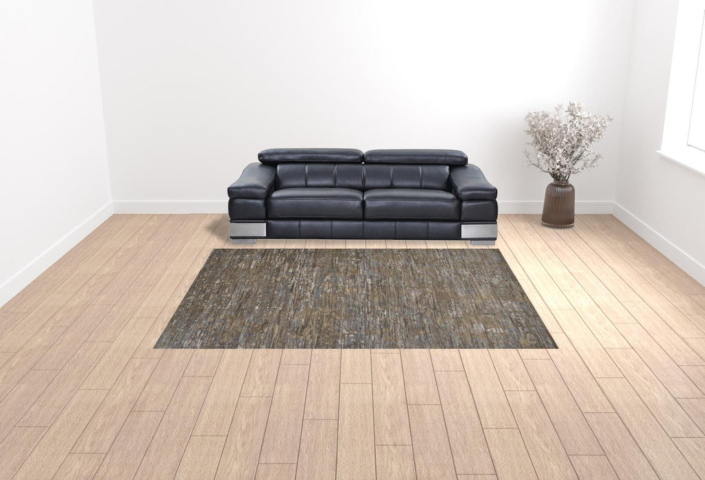 9' x 12' Wool Abstract Hand Knotted Area Rug - Brown And Gray