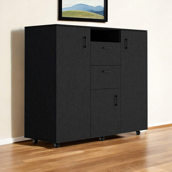55" Two Drawer Combo Dresser - Black