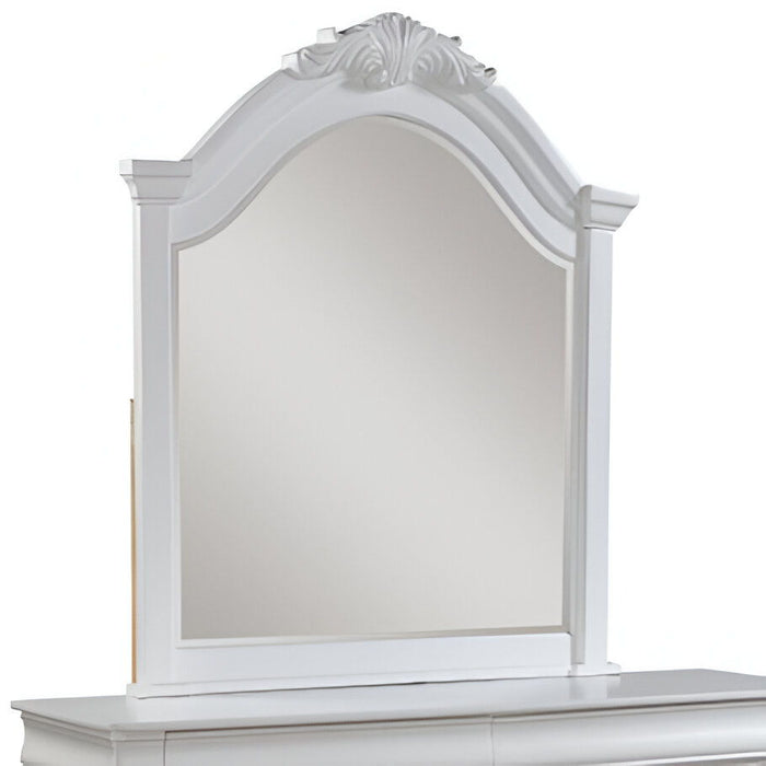 43" Crowned Top Framed Mounted Dresser Mirror - White
