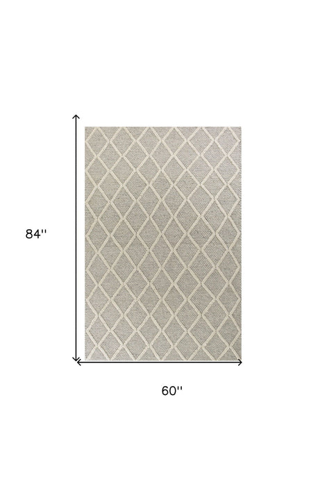 5' x 7' Wool Area Rug - Gray