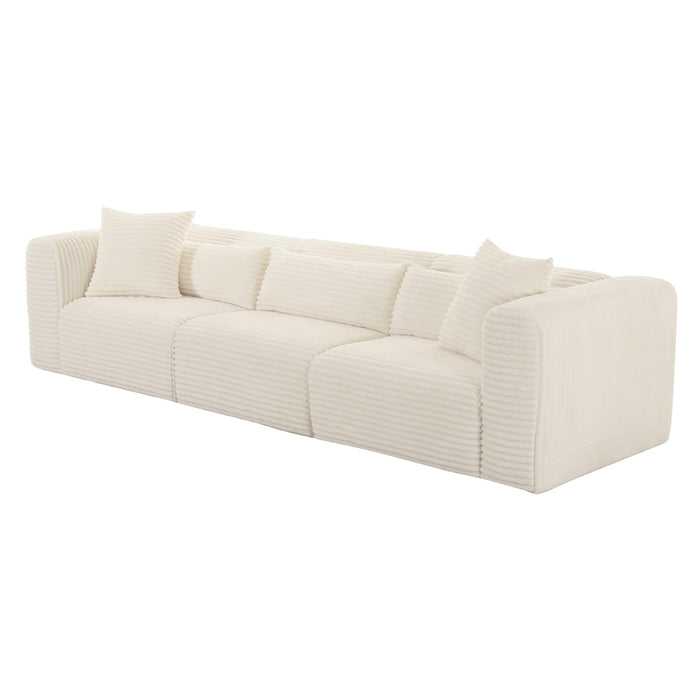 Tarra - Fluffy Oversized Corduroy Modular Sofa - Cream