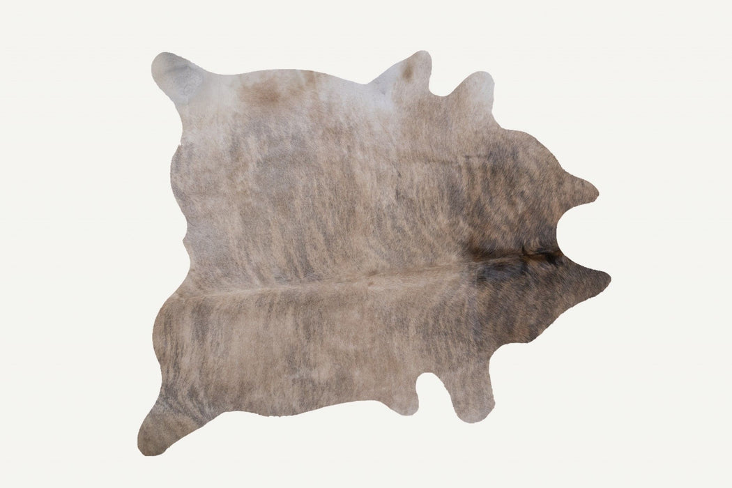 6' x 7' Exotic Cowhide Rug - Light Taupe And Brown