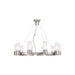 HomeRoots ten-light metal chandelier with shades in nickel finish, featuring clear glass shades and dimmable lighting.