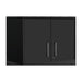 Black wall-mounted accent cabinet with seven shelves and six drawers, ideal for storage and organization in home or office.