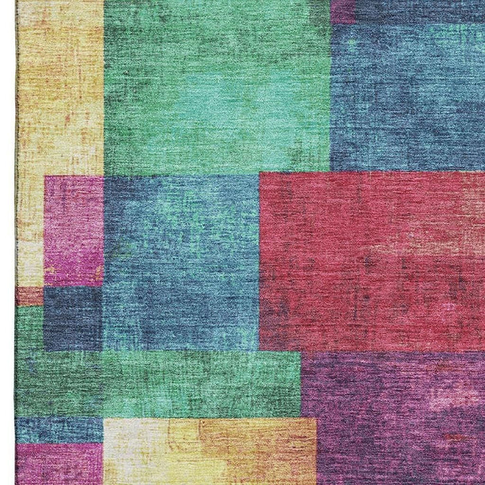 10' X 14' Geometric Washable Area Rug With UV Protection (709804) - Gold / Purple / Red