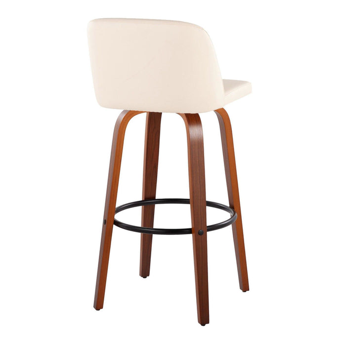 Toriano - 30" Faux Leather Fixed-Height Barstool (Set of 2) - Beige