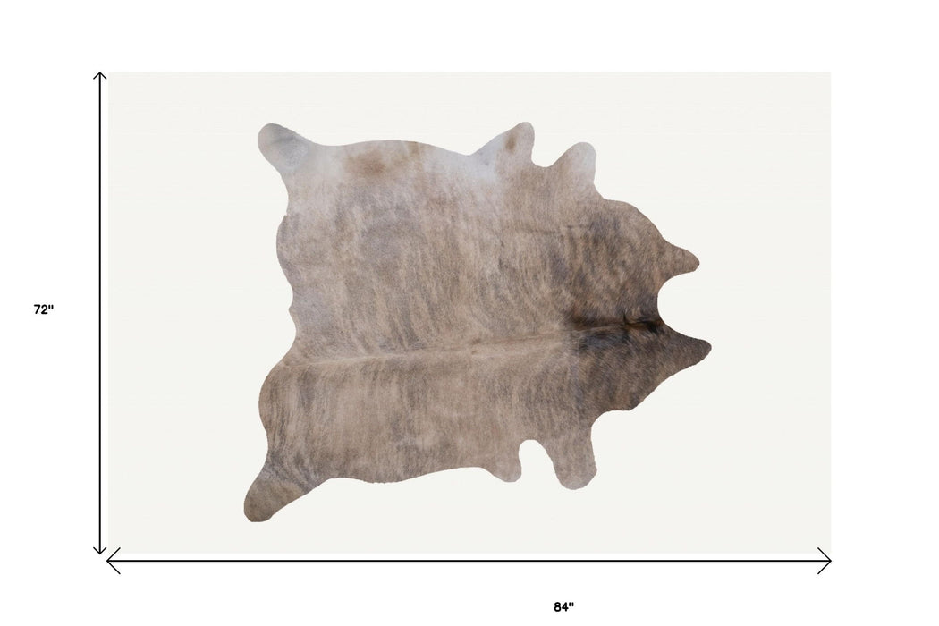 6' x 7' Exotic Cowhide Rug - Light Taupe And Brown