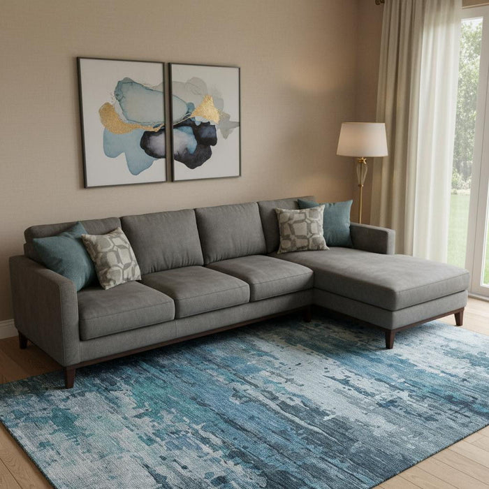 10' X 14' Abstract Washable Area Rug With UV Protection (715411) - Blue / Gray