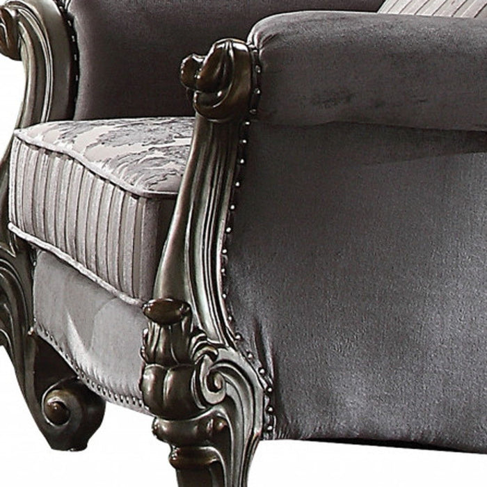 Velvet Floral Tufted Club Chair - Gray And Platinum