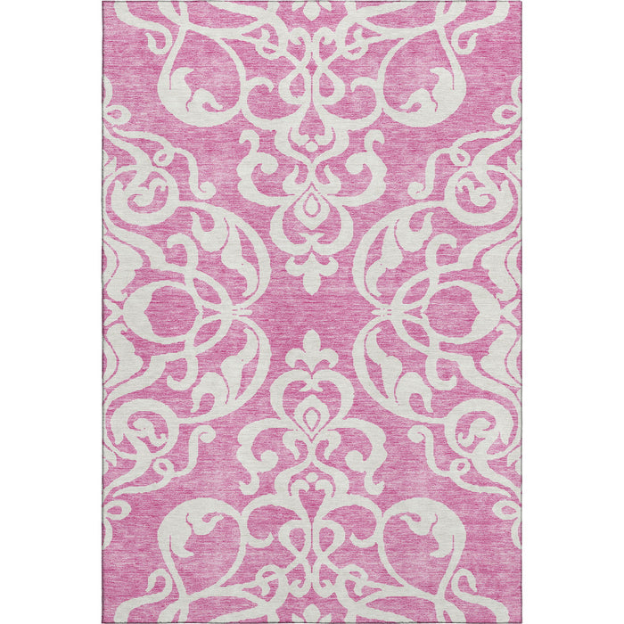 10' X 14' Damask Washable Area Rug With UV Protection (676908) - Blush / Ivory