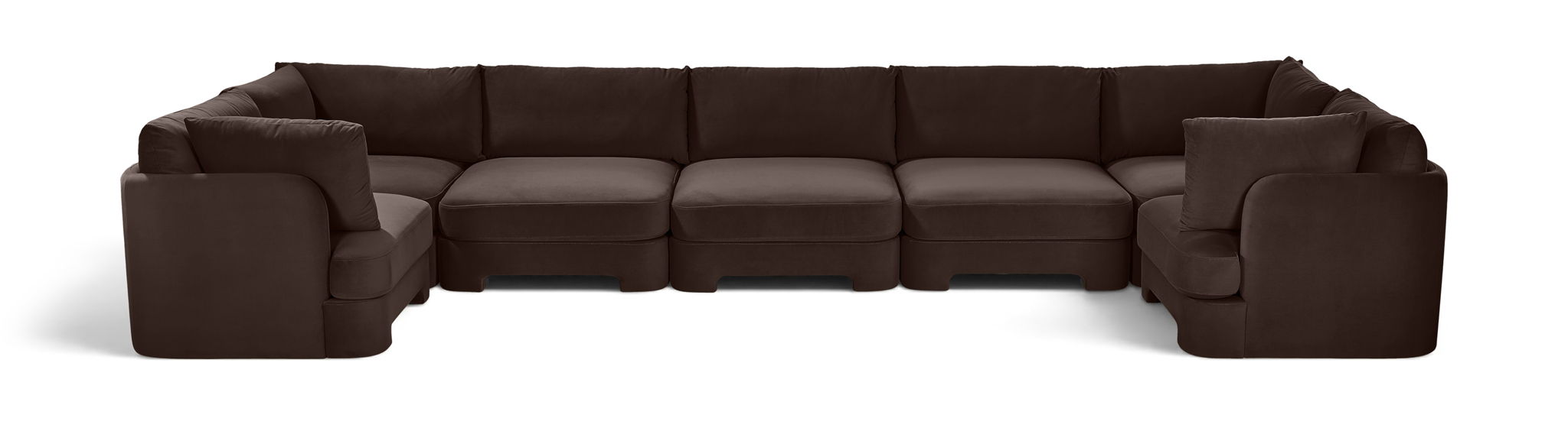 Meridian Furniture Hammond velvet upholstered 7-piece U-shaped sectional with plush cushions and modern design for a stylish living room