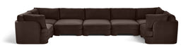 Meridian Furniture Hammond velvet upholstered 7-piece U-shaped sectional with plush cushions and modern design for a stylish living room