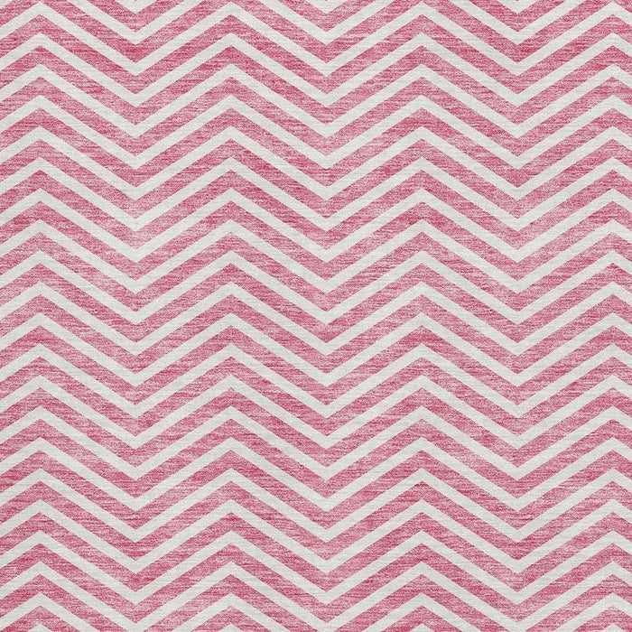10' X 14' Chevron Washable Area Rug With UV Protection (674269) - Pink / Ivory