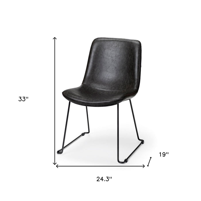 Upholstered Faux leather Side Chairs (Set of 2) - Black