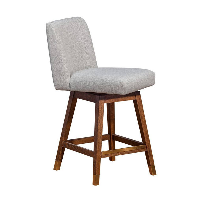 Solid Wood Swivel Counter Height Bar Chair - Taupe And Brown