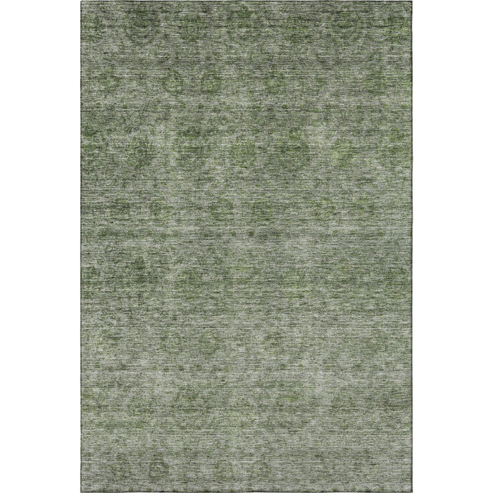 10' X 14' Abstract Washable Area Rug With UV Protection (688111) - Olive Green / Silver