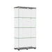 Giga modern black glass display cabinet with 4 shelves, double doors, lock, and tempered glass for living room storage.