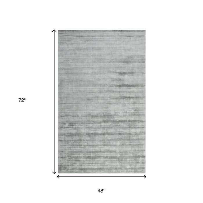 4' X 6' Abstract Hand Woven Area Rug - Silver And Gray
