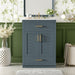 Modern Giga bathroom vanity with integrated ceramic sink, two-door cabinet, and tip-out drawer for stylish storage.