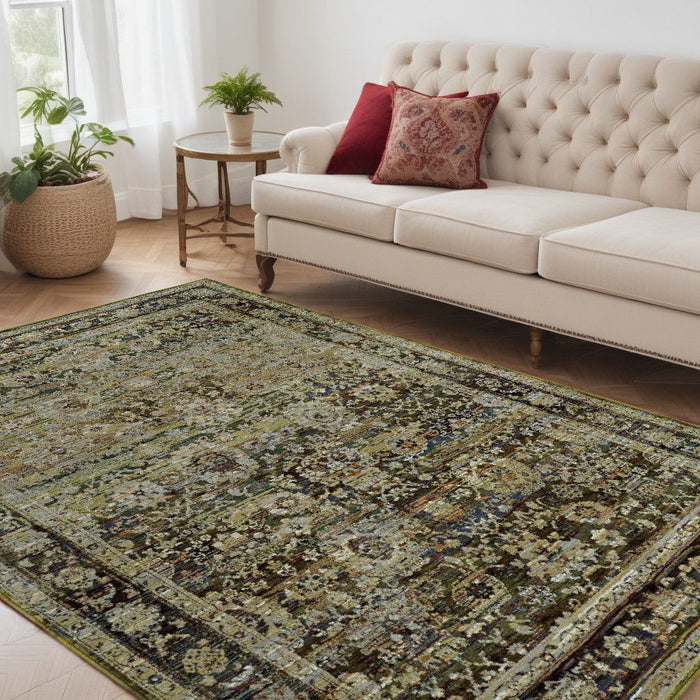 5' x 8' Floral Area Rug - Green And Brown