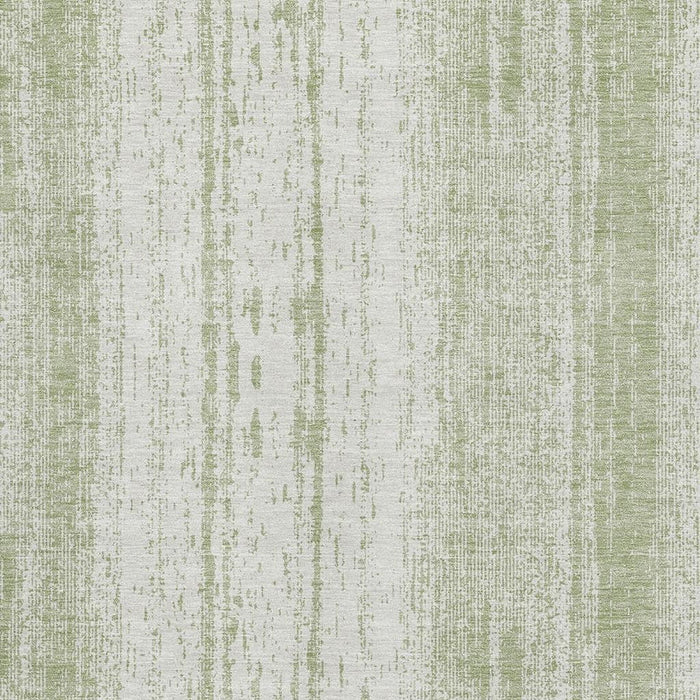 10' X 14' Striped Washable Area Rug With UV Protection (668307) - Artichoke Green / Ivory