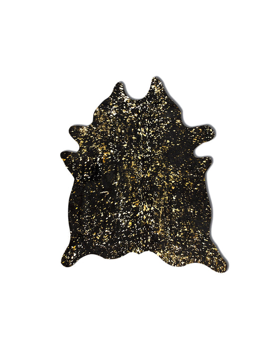 60" x 84" Cowhide - Area Rug - Black And Gold