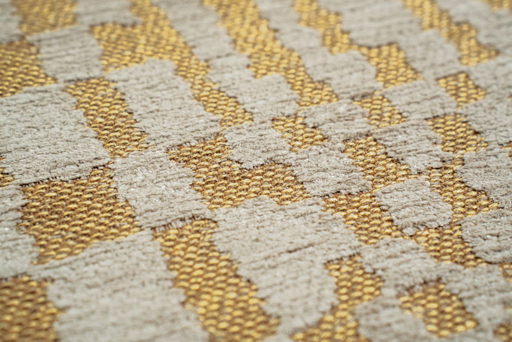 8' X 11' Geometric Berber Washable Area Rug With UV Protection (609859) - Gold / Beige