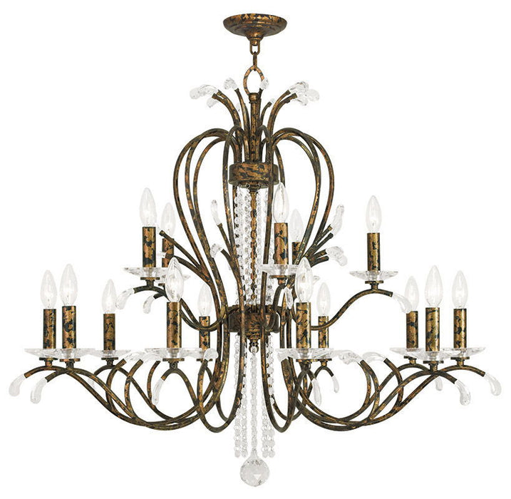 Multi Light Metal Dimmable Chandelier With Shades - Bronze / Clear