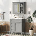Giga bathroom vanity with mirror cabinet, soft closing doors, and four drawers for modern bathroom storage.
