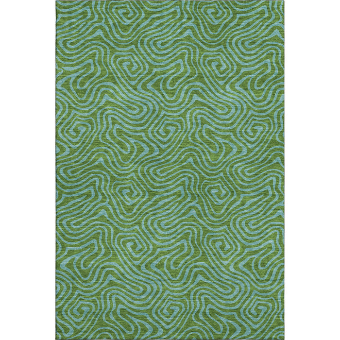 10' X 14' Abstract Washable Area Rug With UV Protection (680951) - Green / Sky Blue