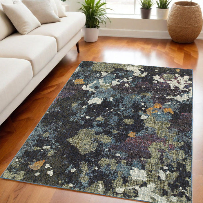 5' x 7' Abstract Power Loom Area Rug - Blue And Green