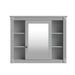 Giga wall mounted bathroom medicine cabinet with mirror, six open shelves, and adjustable interior for bathroom storage.